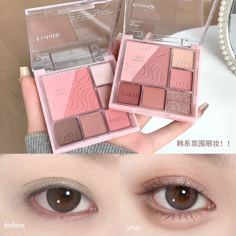 New Listing#Korean Style Soft Girl Mist Blush Eyeshadow Palette Natural Light Makeup Pink Matte Eart