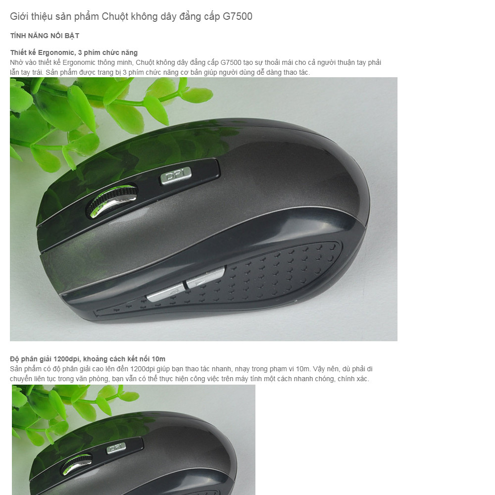 [HCM]Chuột không dây đẳng cấp G7500 (đen)