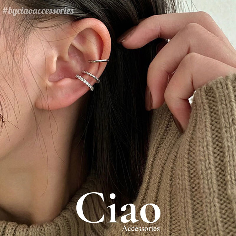 [BEST SELLER] Set 3 khuyên kẹp vành/ kẹp vành tai mạ bạc trendy mã 13 Ciao accessories