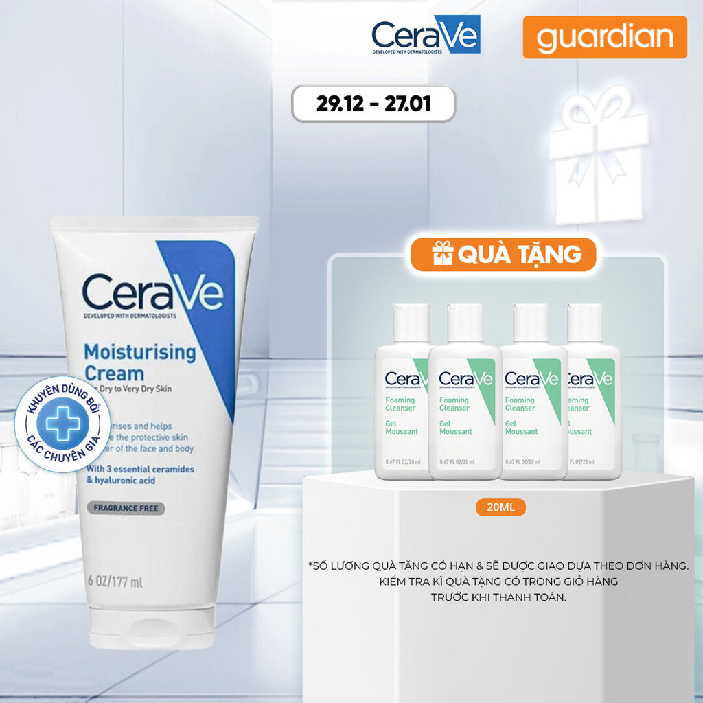 Kem Dưỡng Ẩm Phục Hồi Chuyên Sâu Và Giữ Da Ẩm Mịn Cerave Moisturising Cream 177Ml | Guardian Việt Na