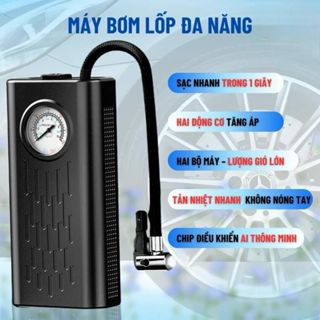 Bơm lốp mini di động dùng pin sạc cao cấp dùng cho Ô tô, Xe đạp, Xe máy, Xe điện, Bóng đá - SMH