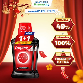  Bộ đôi nước súc miệng Colgate Optic White Charcoal  500ml x 2 chai  