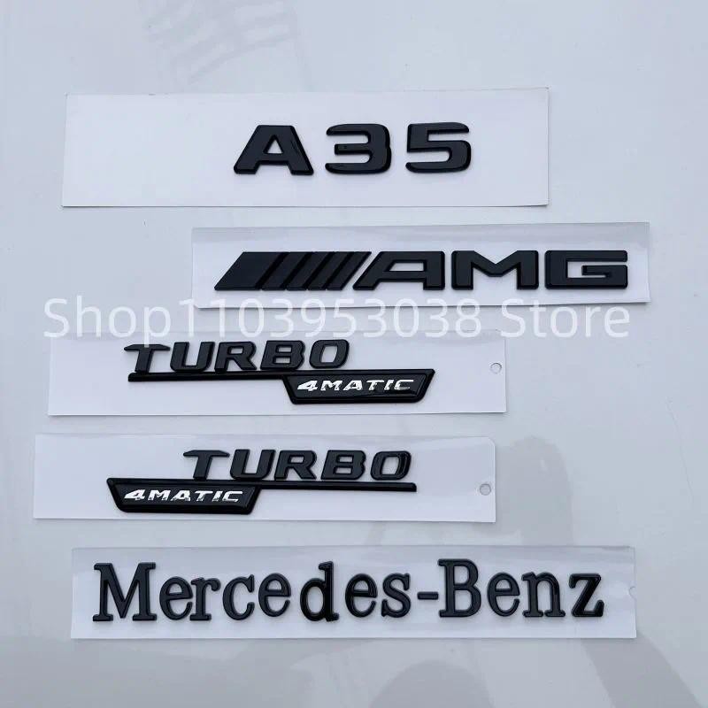 3D ABS Đen A35 Logo Thân Bộ TURBO 4MATIC Biểu Tượng Huy Hiệu Cho Xe Mercedes Benz A35 AMG Phía Sau T