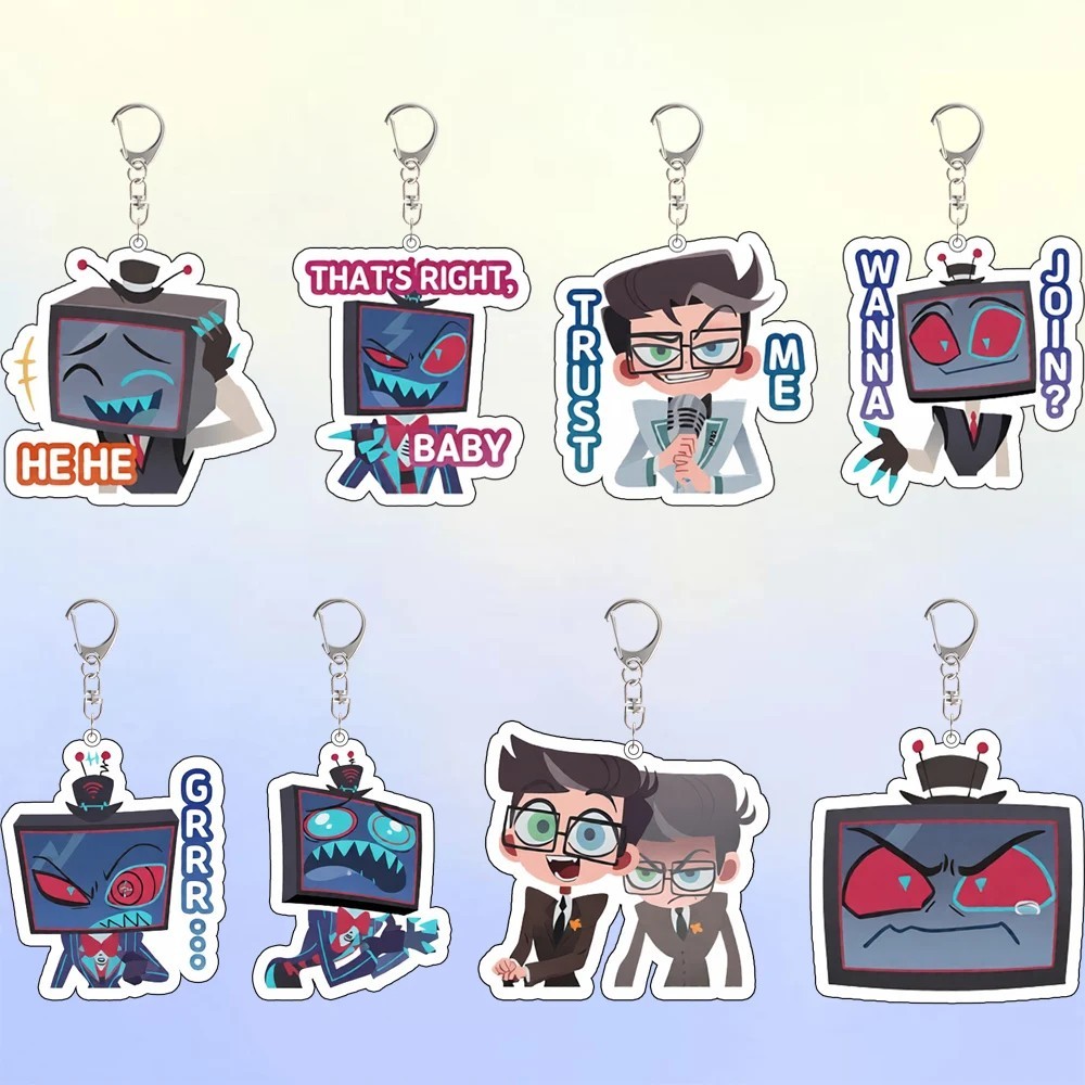 Móc khóa Hazbin Hotel Vox chibi mica acrylic trong suốt trang trí balo túi xách phụ kiện anime Hazbi