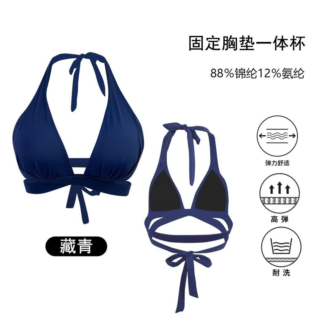 Bikini Push-Up Ren-Up Áo Halterneck Đồ Bơi Cốc Lớn, Miếng Lót Ngực Không Thép Hỗ Trợ
