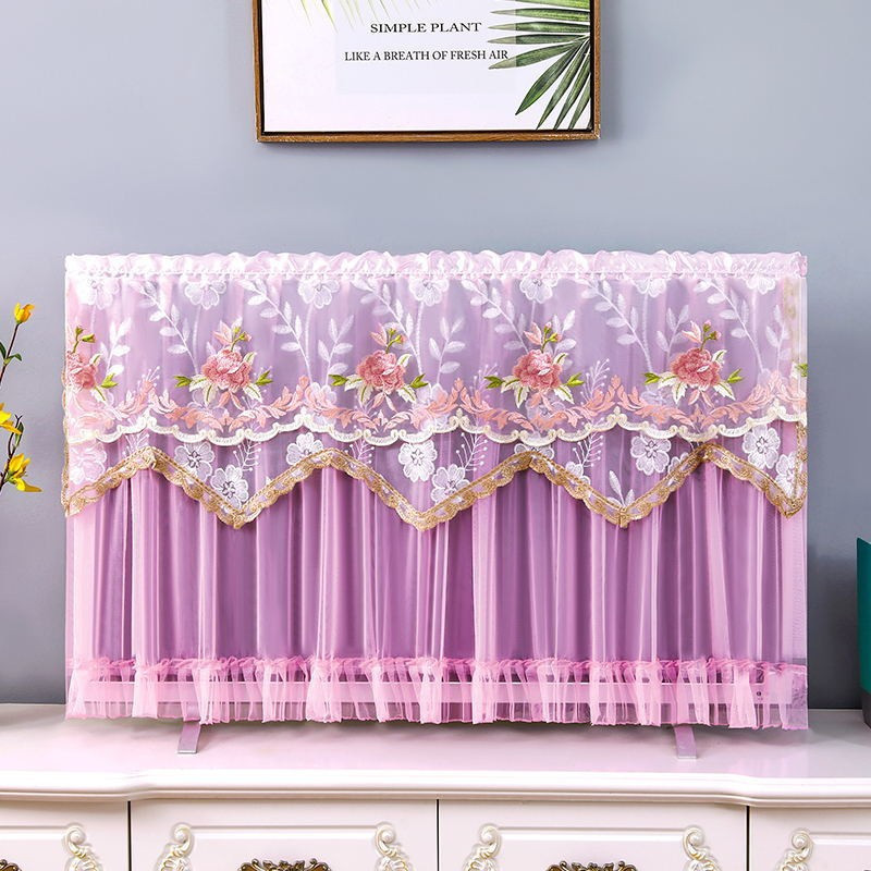Ren Màu Hồng TV Cover 32 Inch 37 Inch 40 Inch 43 Inch Treo Đa Năng LCD TV Bụi 50 Inch 55 Inch Ren TV