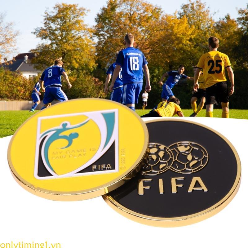 Onlytiming1 Trọng tài bóng đá Flip Coin Pick Side Soccer Flip Coin Hợp kim kẽm Bóng đá ném Đồng xu b