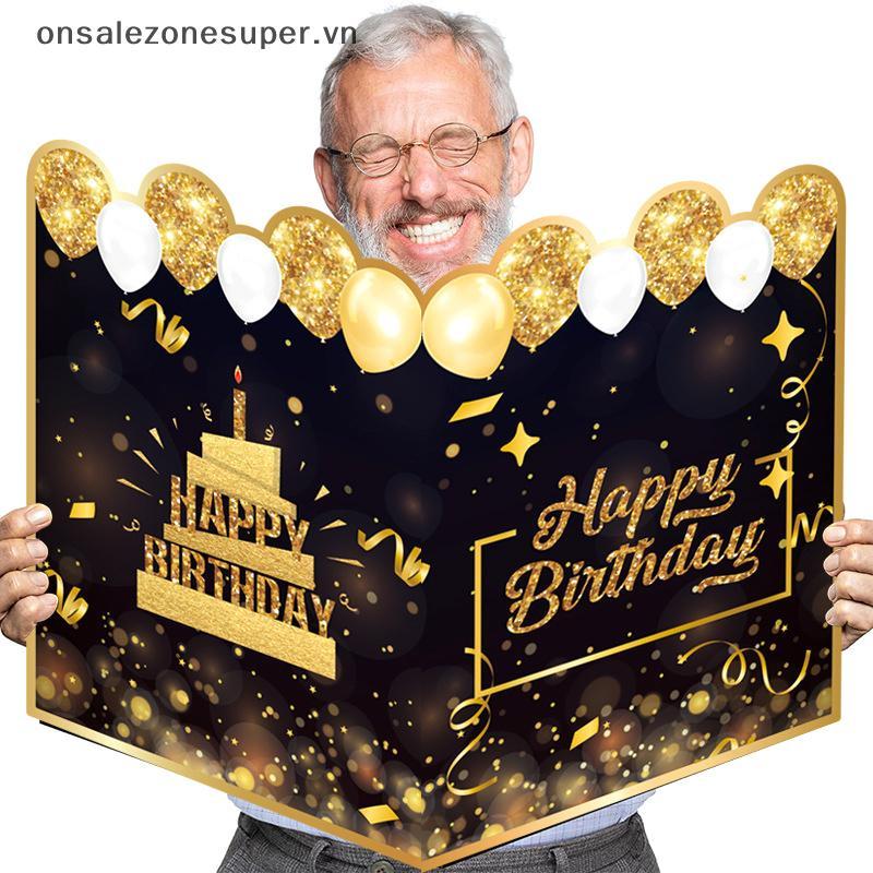 Ons New Happy Birthday Gold Giant Birthday Guestbook Messagememorative Card at