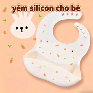 Yếm Silicon Chống Thấm Cho Bé 3-8 Tuổi – Có Máng Hứng Thức ăn, Mềm Mại, Dễ Lau Chùi, Phù Hợp Cả Bé Trai Và Bé Gái