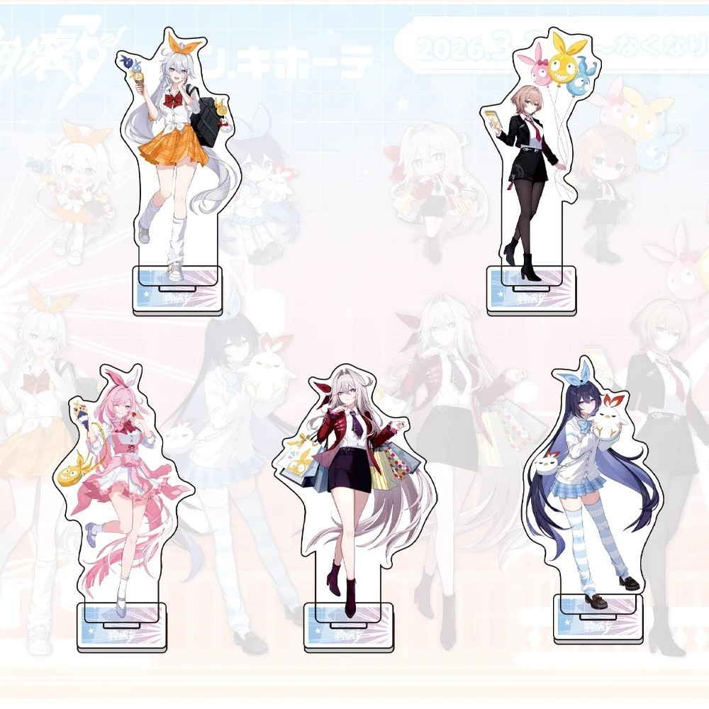 Mô Hình Standee Honkai Impact 3rd Kiana Bronya Elysia Mei  trang trí bàn học quà tặng