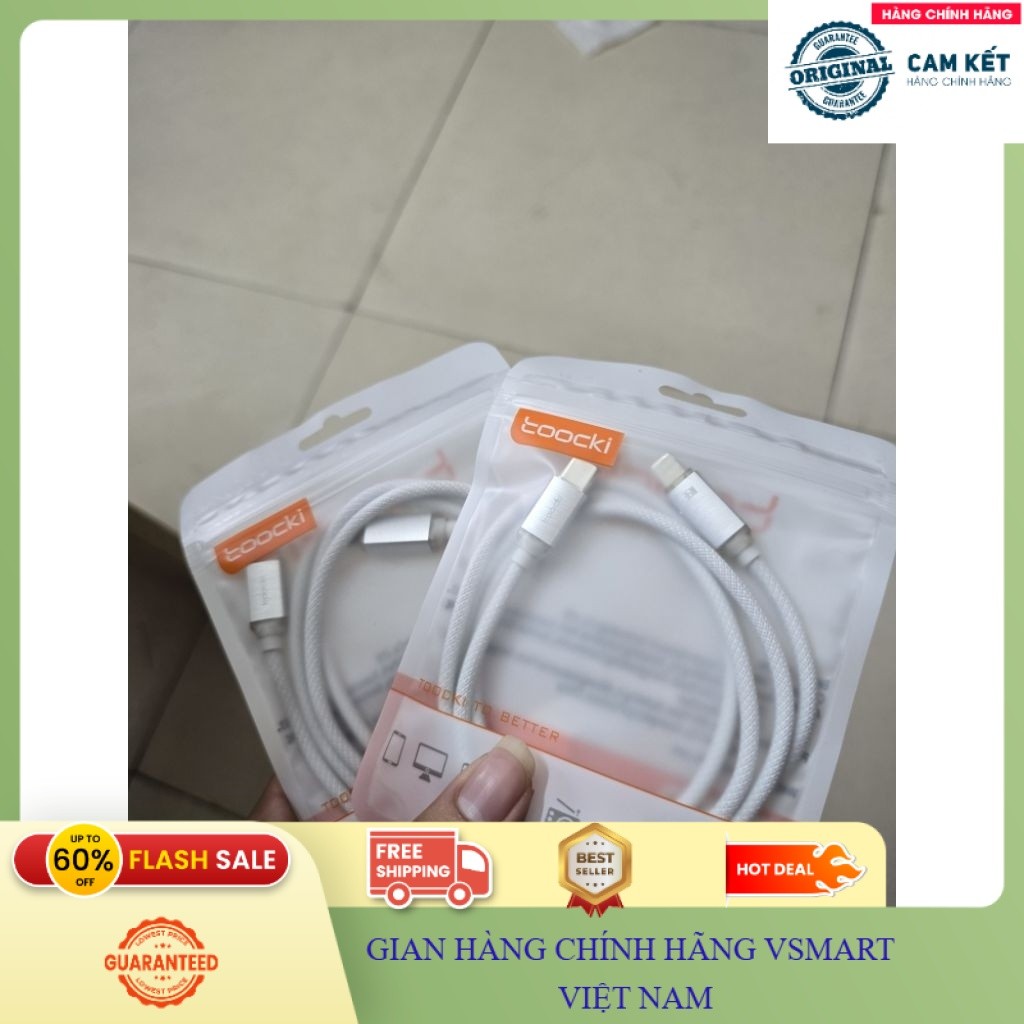 Cap sạc siêu nhanh type C to L Zin new chính hãng Toocki - bảo hành 12 tháng