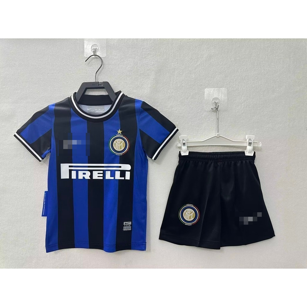 0910 Inter Milan Home Vintage Football Quần áo trẻ em Áo và quần short chất lượng cao