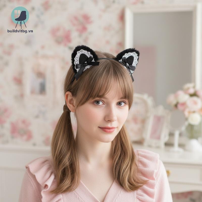 Bg Tai Mèo Nơ Tóc Bộ 1 Pa Cho Nữ Ren Mũ Đội Đầu Anime Dễ Thương Cosplay Mũ Cho Lễ Hội vitbg