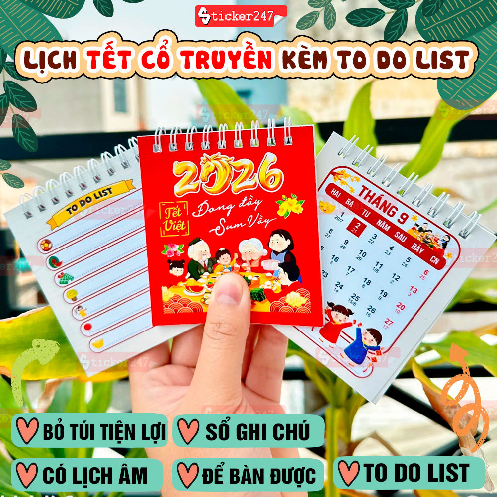 Lịch 2026 Tết Cổ truyền Việt Nam Có Lịch Âm 🌈𝑭𝒓𝒆𝒆𝒔𝒉𝒊𝒑 Lịch Mini 2026 Làm Sổ Tay, Quà Tặng Sang Trọng