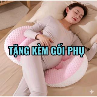 Gối Bầu Cánh Tiên Cao Cấp   2 Lớp Dễ Tháo Giặt Vệ Sinh Vải Nhung 3D Êm Mềm Hỗ Trợ Nâng Đỡ Bụng Giảm Đau Lưng