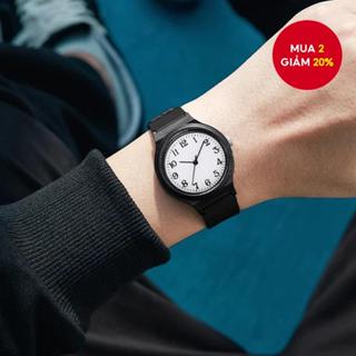 Đồng hồ thạch anh sinh viên Đồng hồ cặp đôi màu đen trắng đơn giản dành cho nam và nữ WH0540