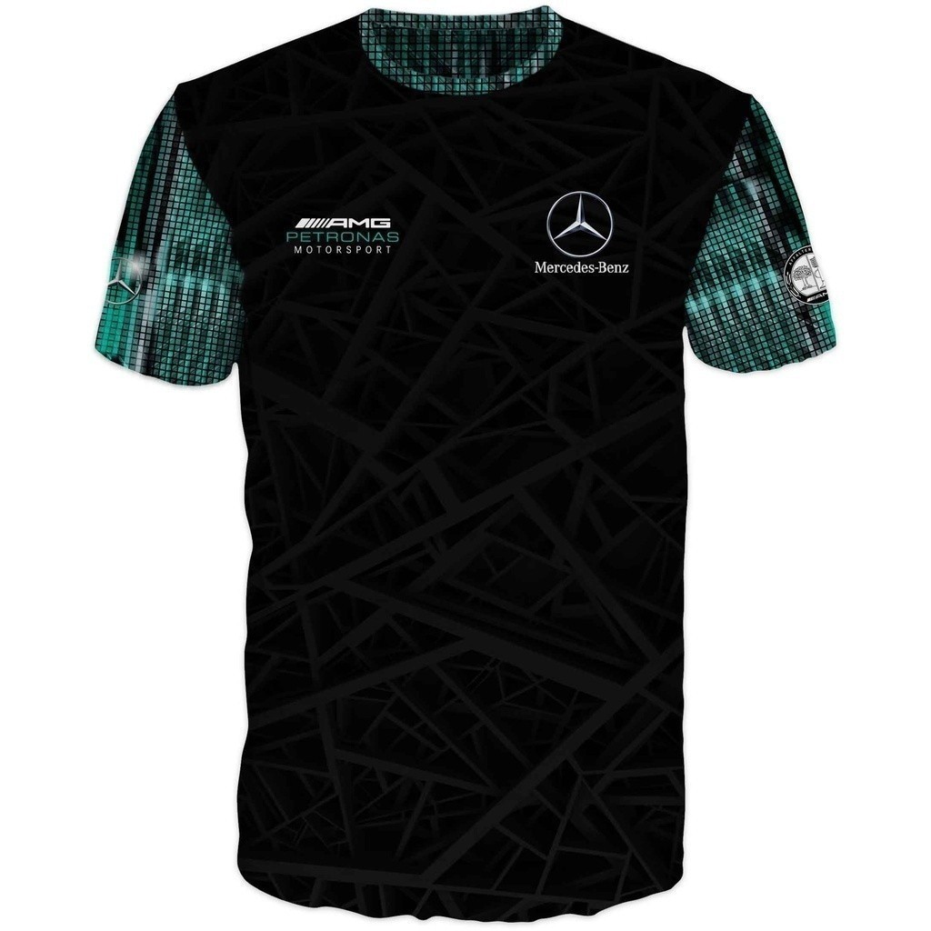 Áo thun ngôi sao 3d mercedes đen mercedes-benz