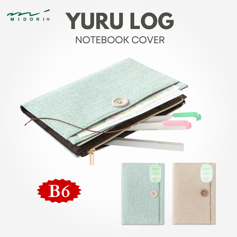 Midori Yuru Log B6 Notebook Cover - Soft Fabric and PVC Options