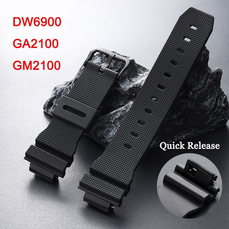 Dây đeo đồng hồ cao su phát hành nhanh 16 * 26mm cho Casio CasiOak G-SHOCK DW6900 GA2100 GM2100 Đồng