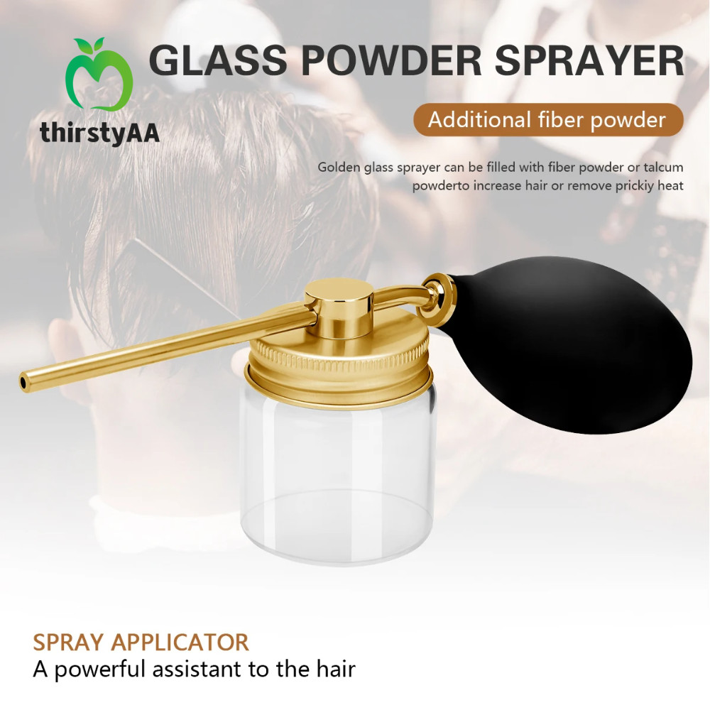 THIRSTYAA Hair Salon Powder Spray Bottle, Talc Fiber Hair Building Powder Blower Puffer, Nozzle Pump
