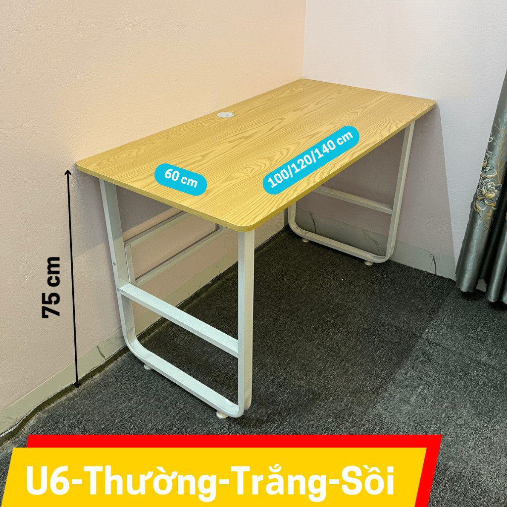 Bàn làm việc để PC, Bàn học tập chân U uốn cong sơn tĩnh điện, Mặt MDF 15mm, chịu tải 250kg. DS Future | BigBuy360 - bigbuy360.vn
