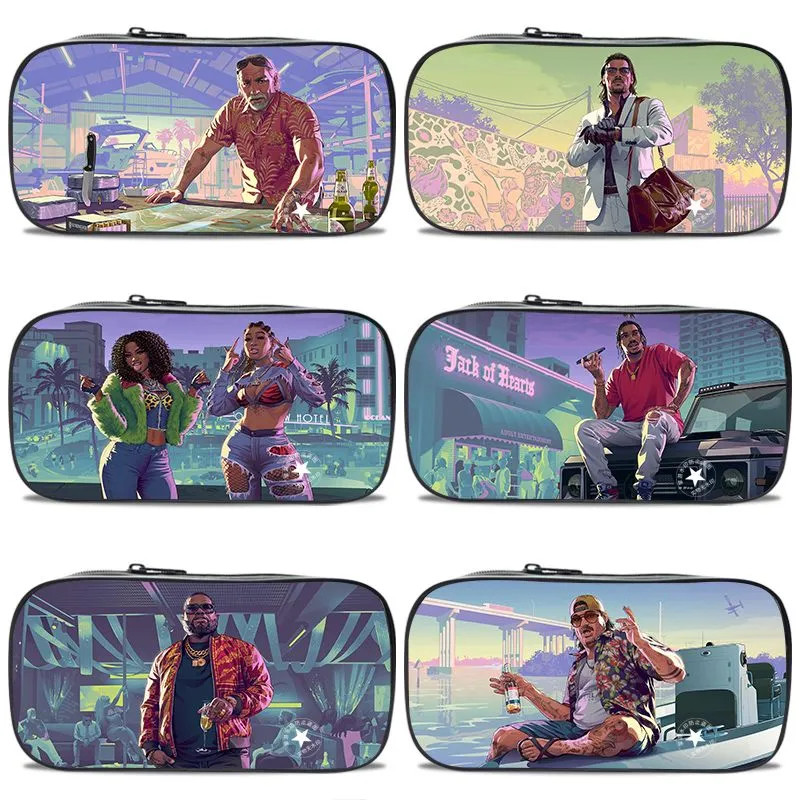 GTA6 Túi đựng bút chì vải tùy chỉnh Hộp đựng bút chì nhiều lớp, Hộp đựng bút chì trẻ em mẫu giáo Hộp