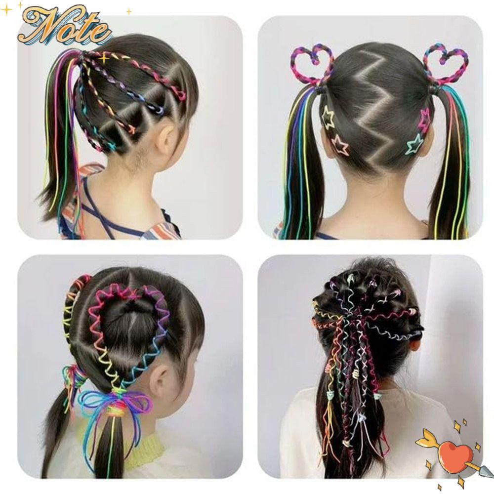 NOTEE 16 / 24 / 32 Dây buộc tóc đầy màu sắc, Dây buộc tóc màu Gradient, Dây buộc tóc bện cầu vồng th