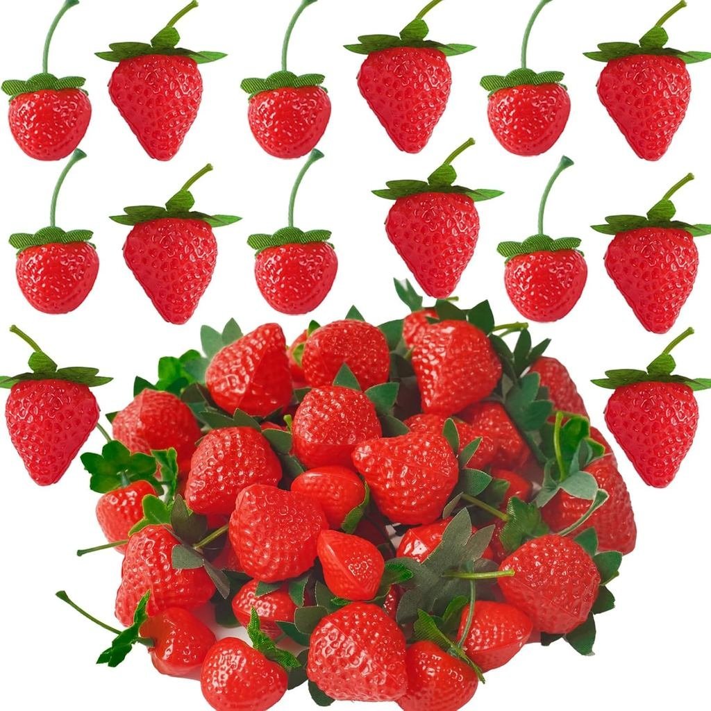 40 Chiếc Dâu Tây Đỏ Nhân Tạo, Hai Kích Cỡ Quả Dâu Tây Nhựa Trái Cây Giả Như Thật Cho Đạo Cụ Chụp Ảnh
