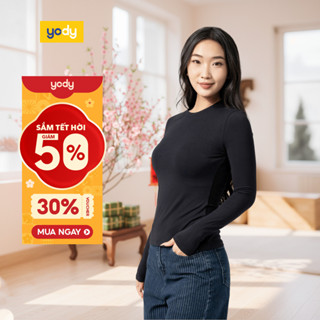  🌸SALE TẾT🌸 Áo thun thu đông nữ YODY áo giữ nhiệt cổ tròn vải viscose mềm mịn co giãn ATN7019 