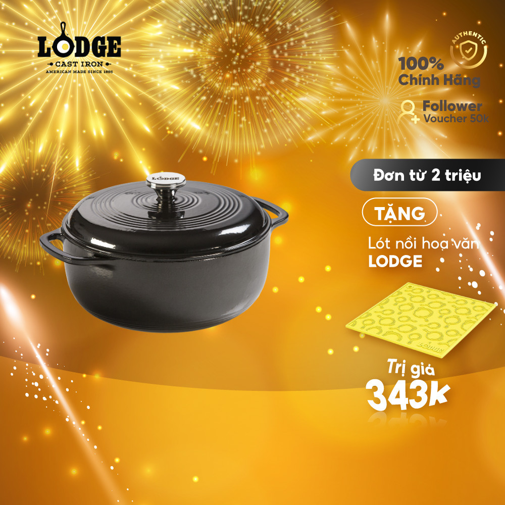 Lodge - Nồi gang phủ men Midnight Chrome - 5.6L