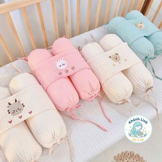 Bộ Gối Chặn Chống Giật Mình Vải Waffle - MONONA Mềm Mại, Ruột Gối Bông Tự Nhiên Cao Cấp Giúp Bé Ngủ Ngon