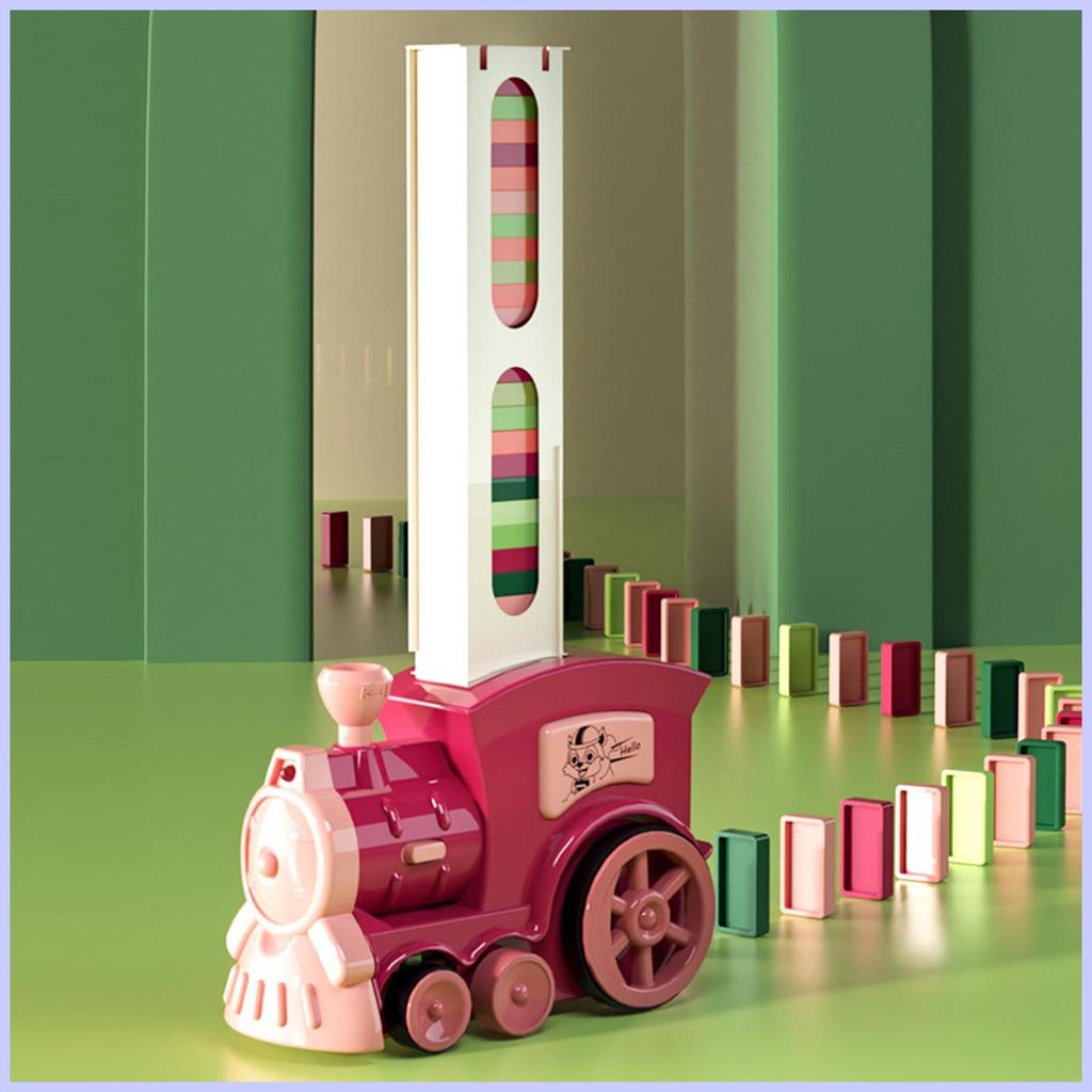 Domino Train Domino Blocks Set Đồ chơi xe lửa điện Domino tự động với âm thanh Tain mô phỏng cho 3-8