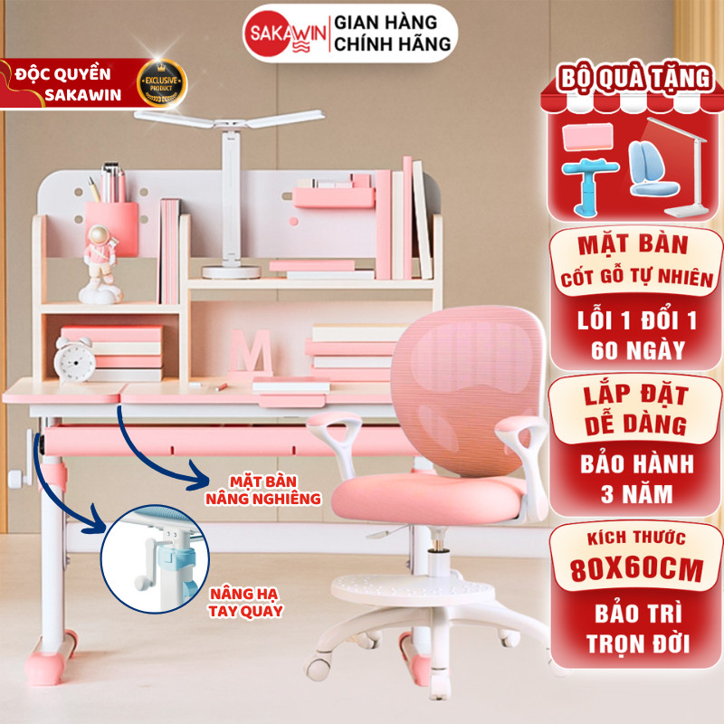 [Akuza.vn]Bàn học sinh cao cấp Sakawin S80 Bàn học cho bé chống gù chống cận,