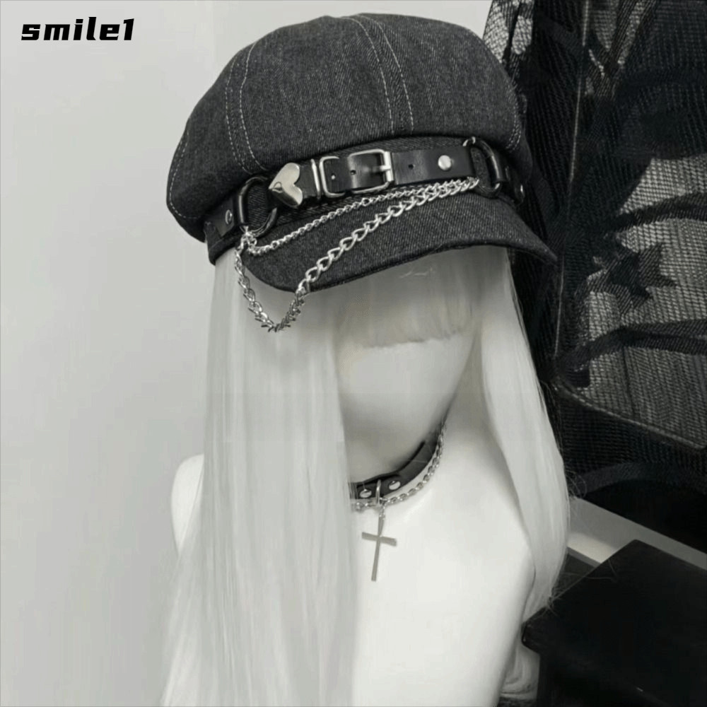 SMILE Gothic Gothic Gothic Nón, Phụ Kiện Dạo Phố Sang Trọng Bông Tai Kẹp Mũ Nồi, Xu Hướng Mặc Thường