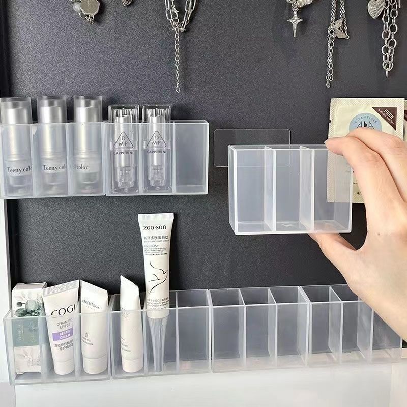 New Product#[Transparent Box Body]Wall-Mounted Compartment Box Mirror Cabinet Storage No-Drill Lipst