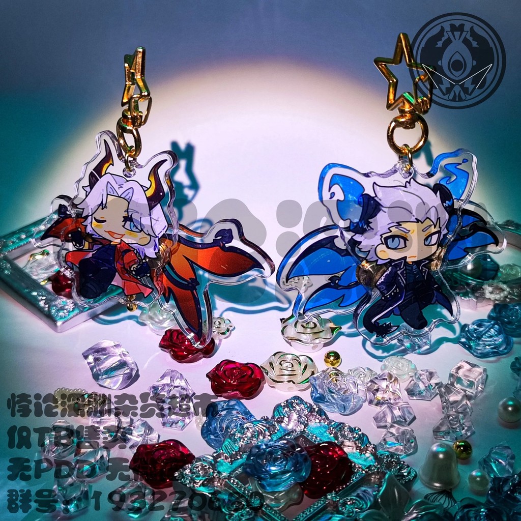 Móc khóa Devil May Cry DMC Anime Vergil Dante Chibi Mica Acrylic trong suốt decor phụ kiện treo cặp 
