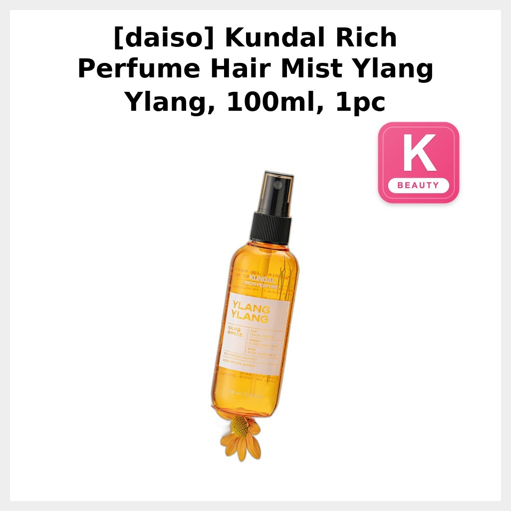 [daiso] Kem xịt tóc nước hoa Kundal Rich Ylang Ylang, 100ml, 1pc / Xịt tóc Hàn Quốc / Hoa Ylang Ylan