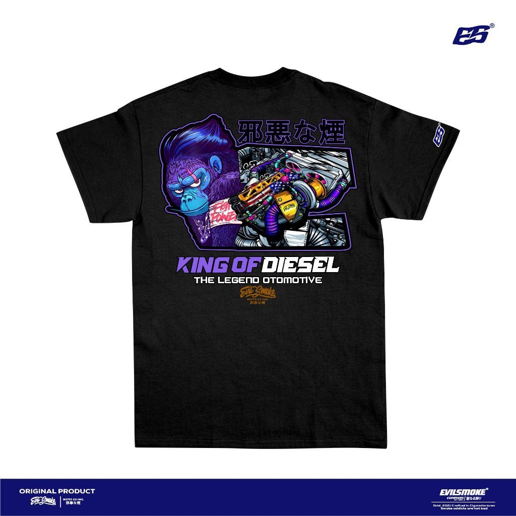 Áo thun mực Diesel Land Automotive Evilsmoke King of Diesel Code Áo thun ô tô