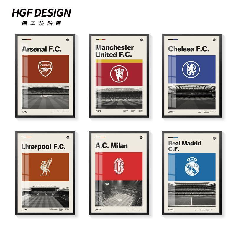 Football Club Logo Canvas Poster Chelsea Man Utd Arsenal Bayern Barcelona Soccer Wall Art Decor Unfr