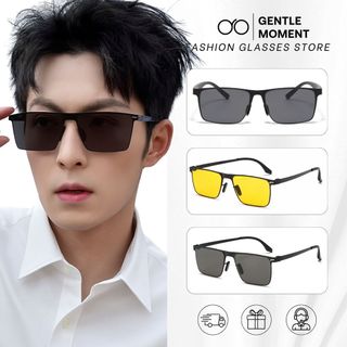 Kính râm gọng vuông chống tia UV GENTLE MOMENT thời trang nam nữ phong cách ngầu GMM639