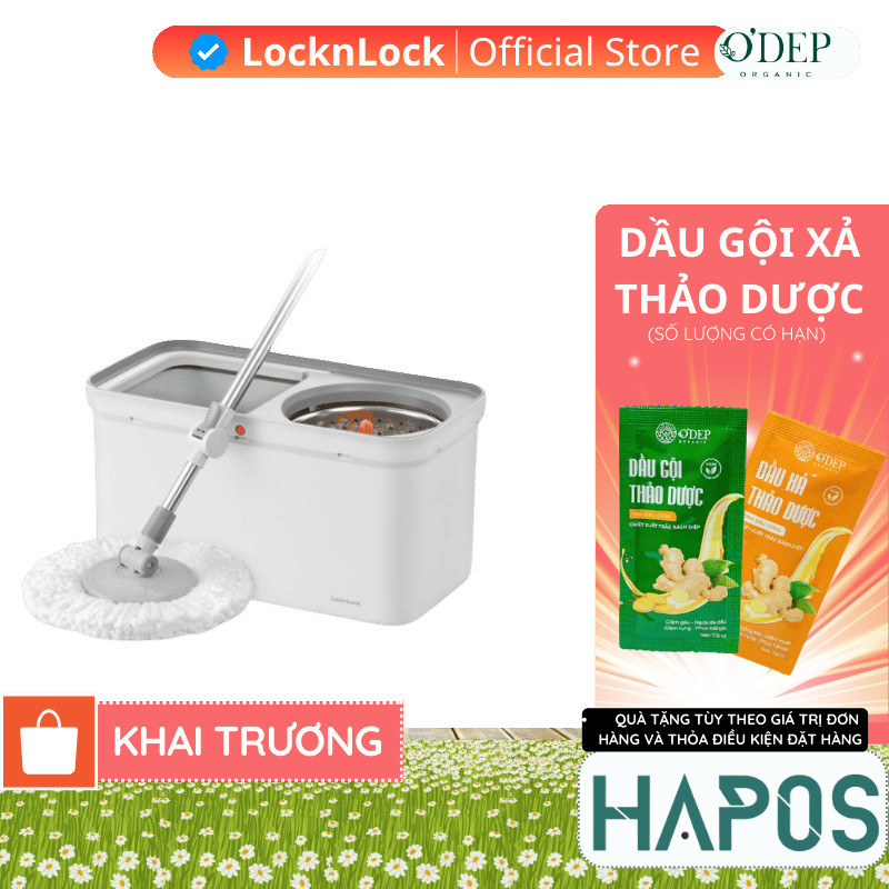 Bộ cây lau nhà LocknLock Chính hãng, xoay 360 màu xám ETM440GRY - HAPOS HEL