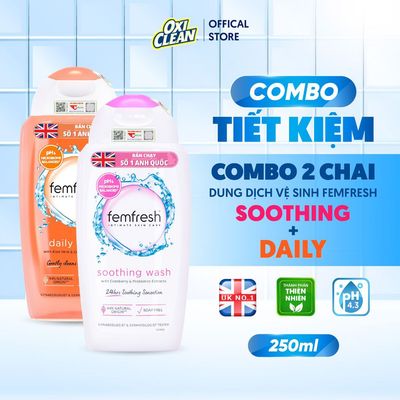 Combo 2 Chai Dung Dịch Vệ Sinh Phụ Nữ Femfresh 250ml Hỗ Trợ Ngăn Ngừa Phụ Khoa pH Cân Bằng 4.3 Nhẹ Dịu Cho Da Nhạy Cảm