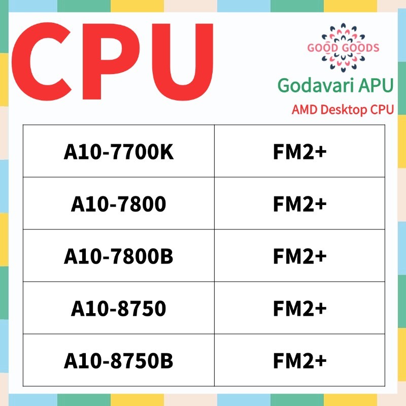 A10-7700K A10-7800 A10-7800B A10-8750 A10-8750B AMD Godavari APU Bộ xử lý Ổ cắm CPU để bàn FM2 + 906
