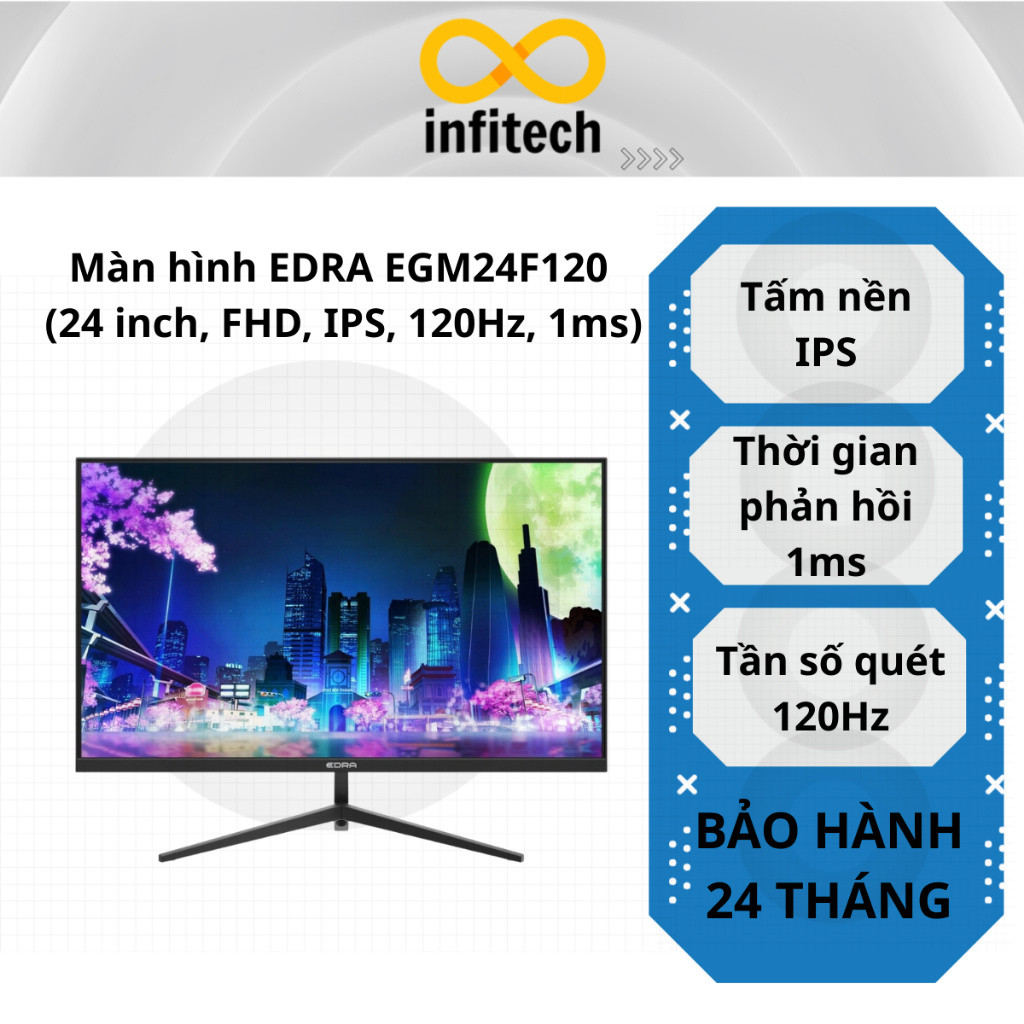 Màn Hình EDRA EGM24F100S, EGM24F120 (24 inch, FHD, IPS, 120Hz/100Hz, 1ms) - Hàng Chính Hãng