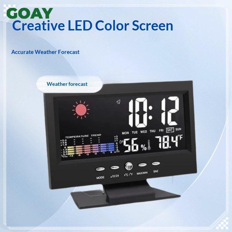 GOAY Weather Station Clo Digital LCD Nhiệt độ Máy đo độ ẩm đa chức năng cho gia đình Phòng khách Phò