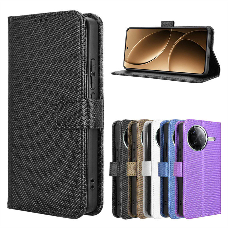 Thích hợp cho Redmi K80 / K80 Pro Ốp điện thoại Redmi K80 Ultra Diamond Pattern Leather Case Card Ro