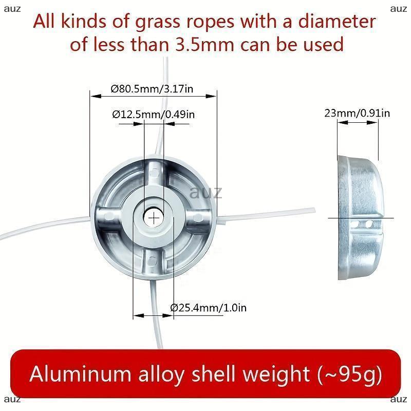 [auz] Universal Aluminum Alloy Lawn Mower Head With Nylon Steel Lawn Mowing Line Lawn Mower Replacem