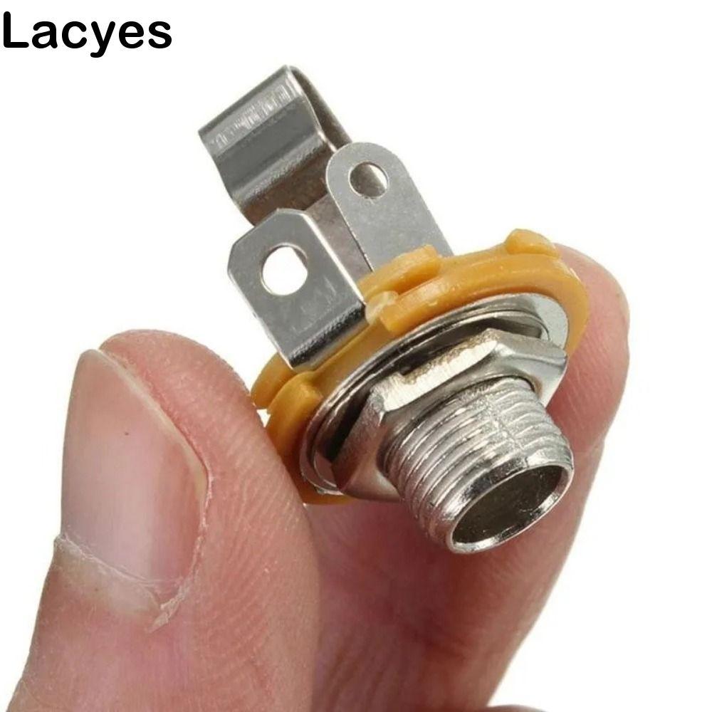 LACYES 10 Chiếc Đàn Guitar Mono Jack Ổ Cắm, Chrome Nut Kim Loại Đàn Guitar Điện Đầu Vào Jack, Lỗ Kết