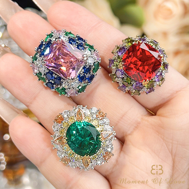 Trang sức Niche Open Ring Candy Series Cherry Blossom Pink Ring