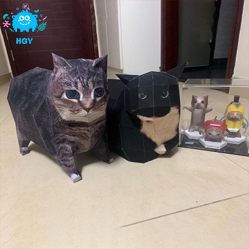 HGY 1 Fun Stereo Origami Animal Poster Oiiao Cat Huh Cat Maxwell Cat Handmade DIY Paper Model Childr